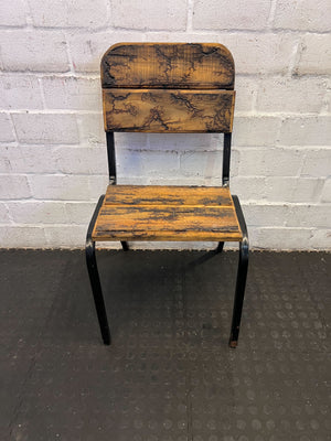 Vintage Industrial Style Wooden and Metal Chair with Minor Wear - 2ndhandwarehouse.com