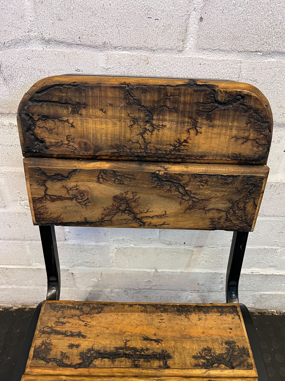Vintage Industrial Style Wooden and Metal Chair with Minor Wear - 2ndhandwarehouse.com