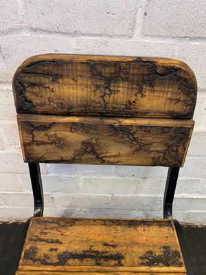 Vintage Industrial Style Wooden and Metal Chair with Minor Wear - 2ndhandwarehouse.com