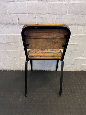 Vintage Industrial Style Wooden and Metal Chair with Minor Wear - 2ndhandwarehouse.com