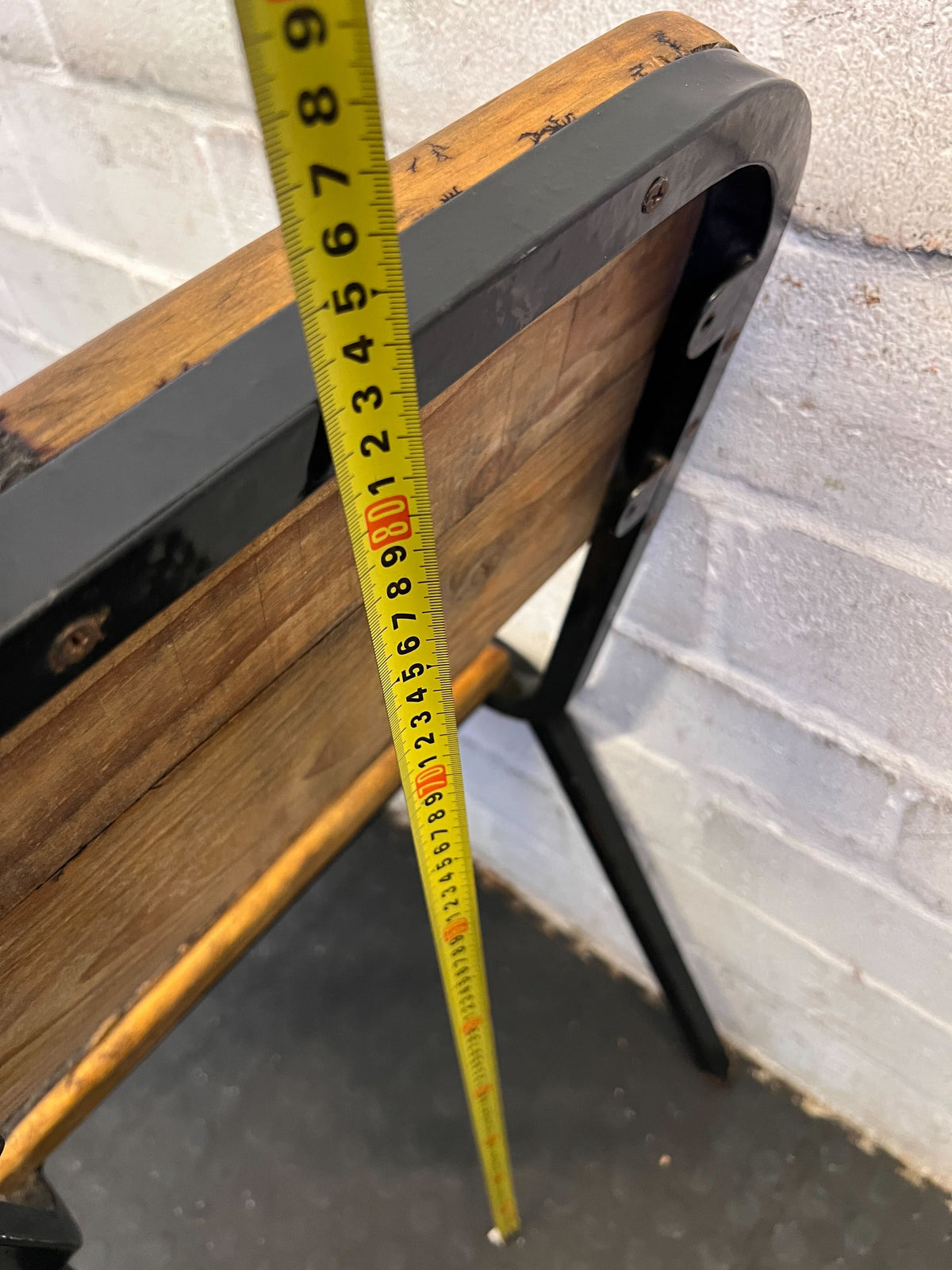Vintage Industrial Style Wooden and Metal Chair with Minor Wear - 2ndhandwarehouse.com
