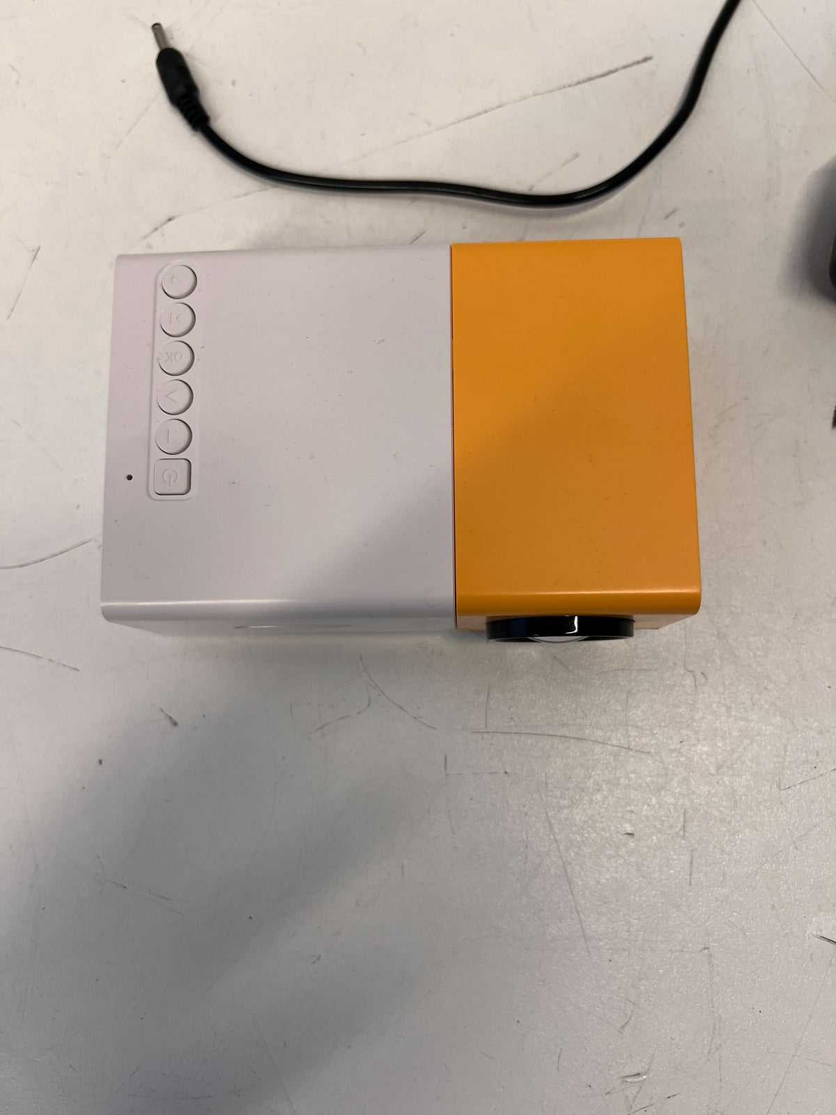 Compact Portable Projector in White and Orange – Minor Scratches