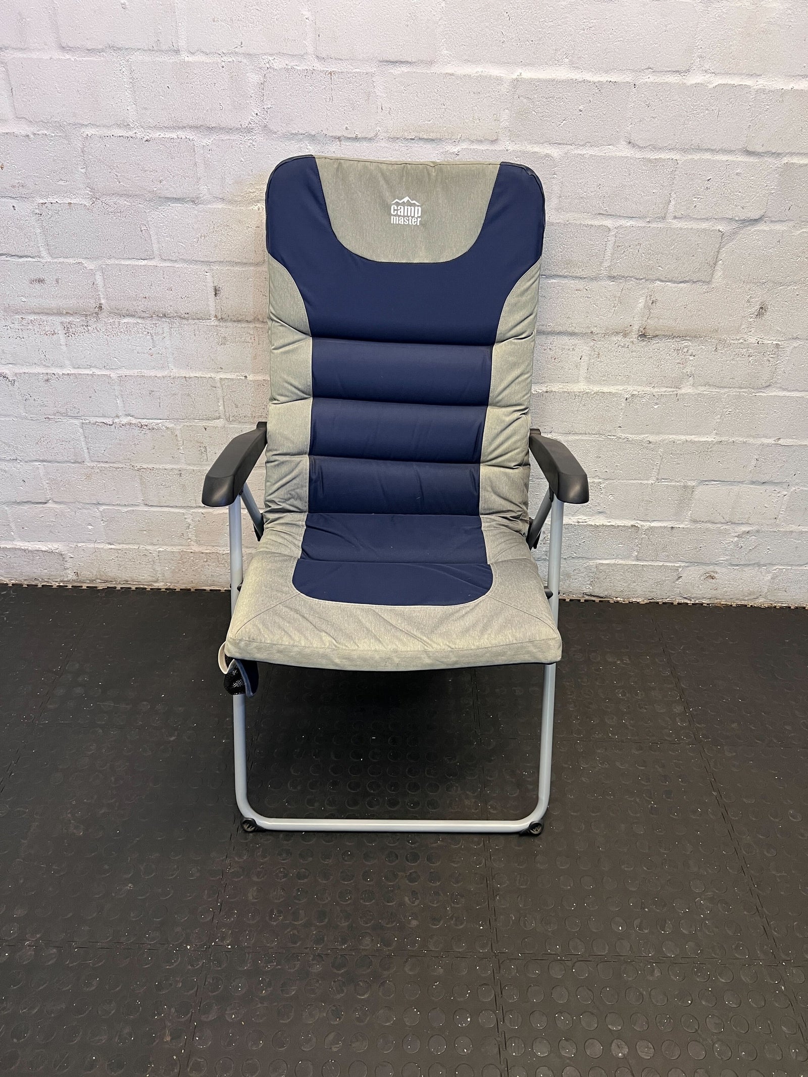 Comfortable Camp Master Folding Chair - Blue & Gray, Light Wear