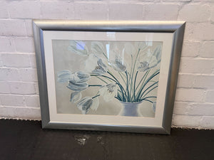 Elegant Framed Floral Art Print — Silver Frame