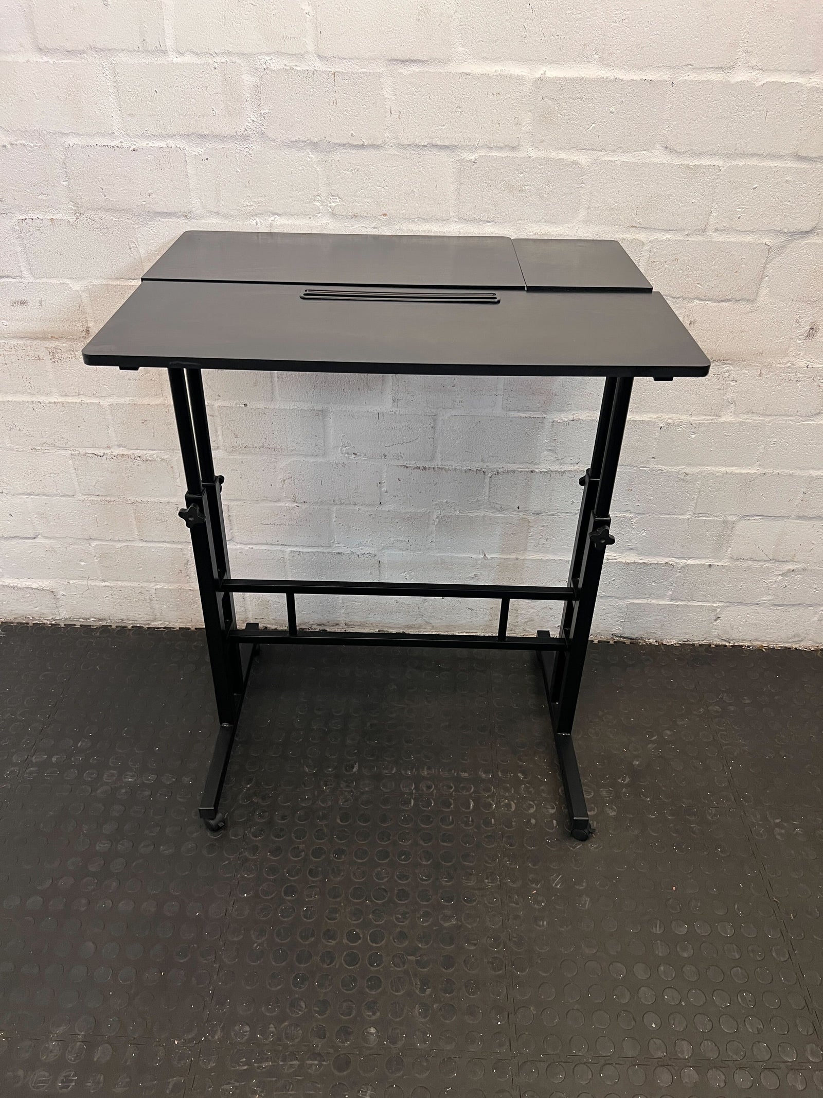 Adjustable Black Rolling Desk – Modern, Compact, Versatile Design