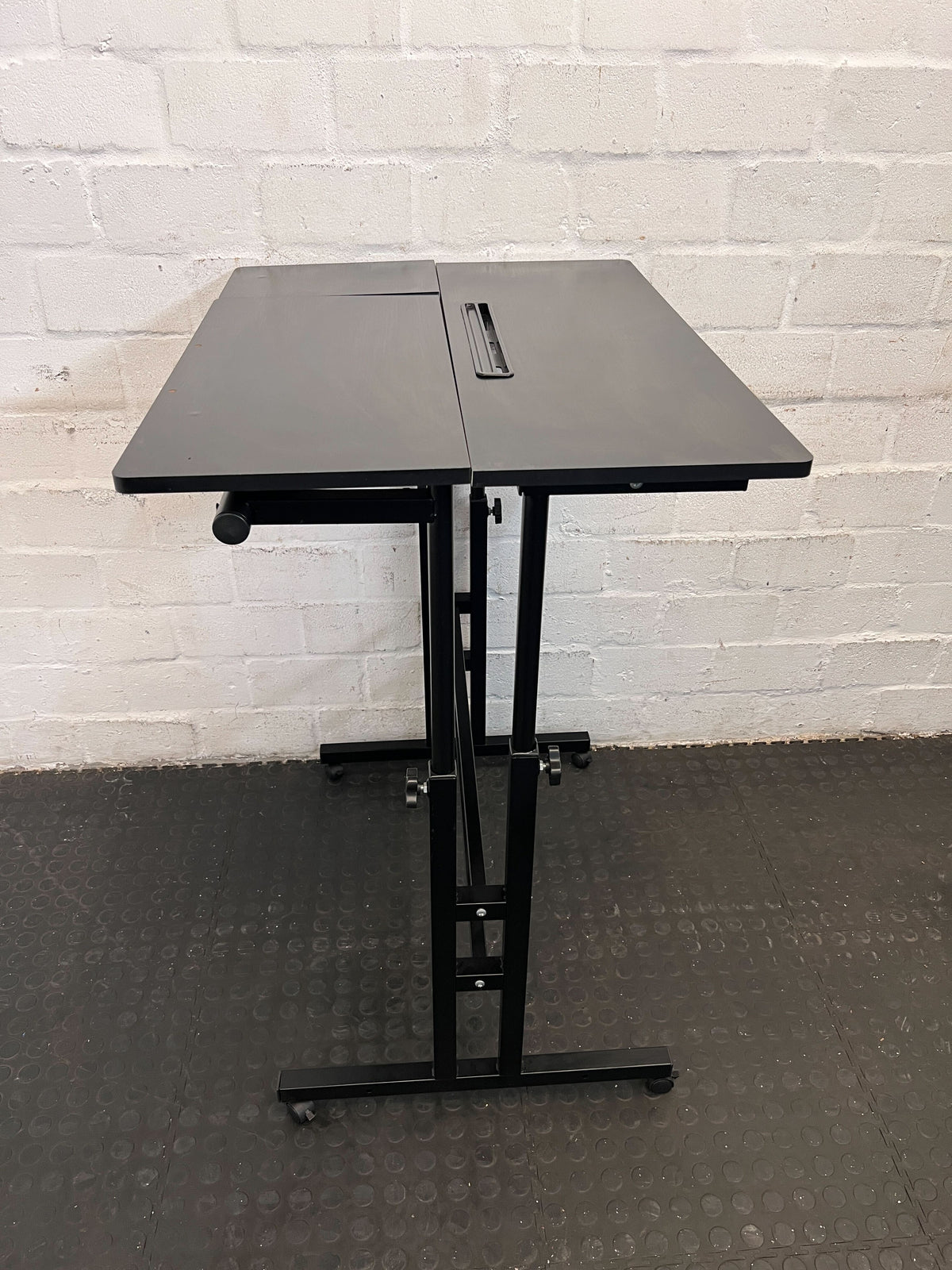 Adjustable Black Rolling Desk – Modern, Compact, Versatile Design