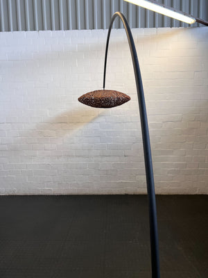 Unique Arc Floor Lamp with Textured Disc Shade