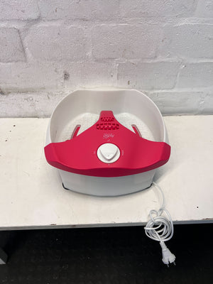 Relaxing Dual Foot Spa Soaker with Red and White Design, Good Condition