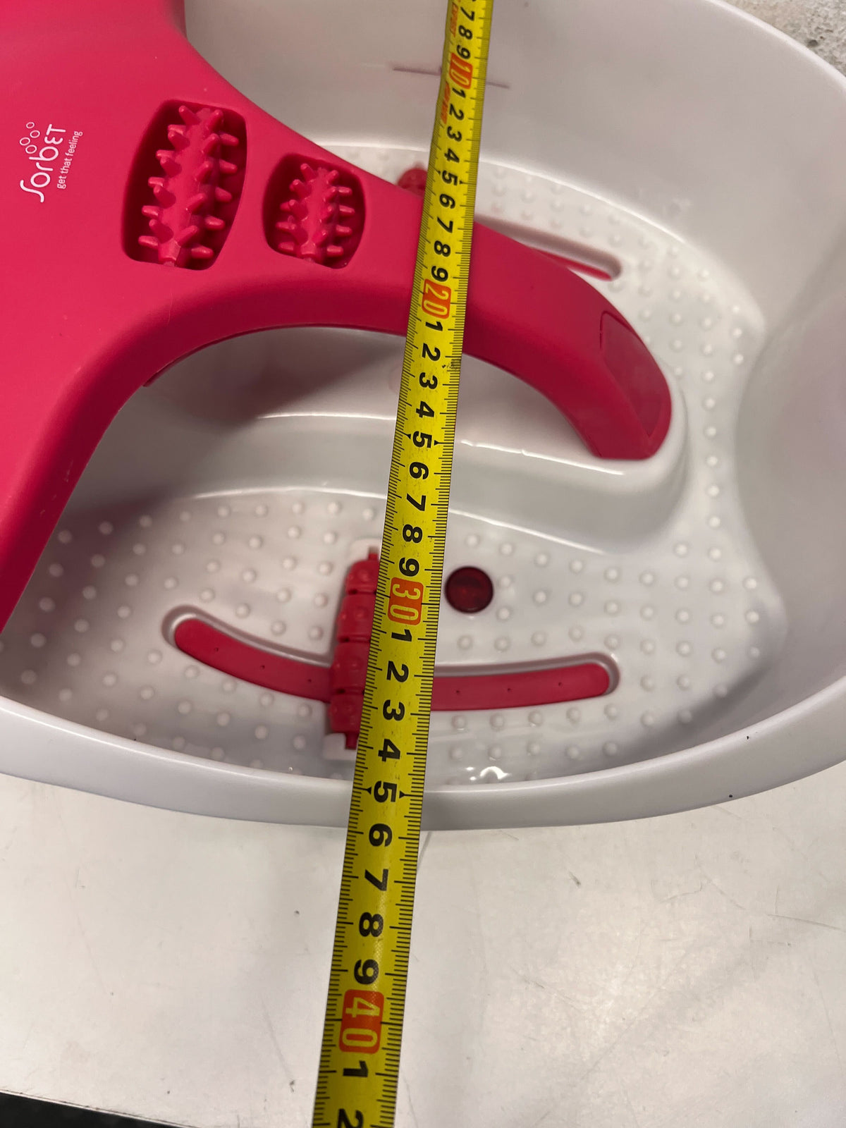 Relaxing Dual Foot Spa Soaker with Red and White Design, Good Condition