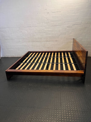 Modern Solid Wood King Bed Frame with Headboard