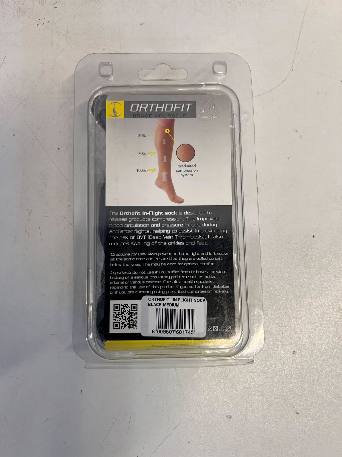 Orthofit In-Flight Compression Socks – Black, Sheer, Size M/L - 2ndhandwarehouse.com