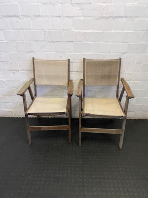 Rustic Wooden & Canvas Folding Chair