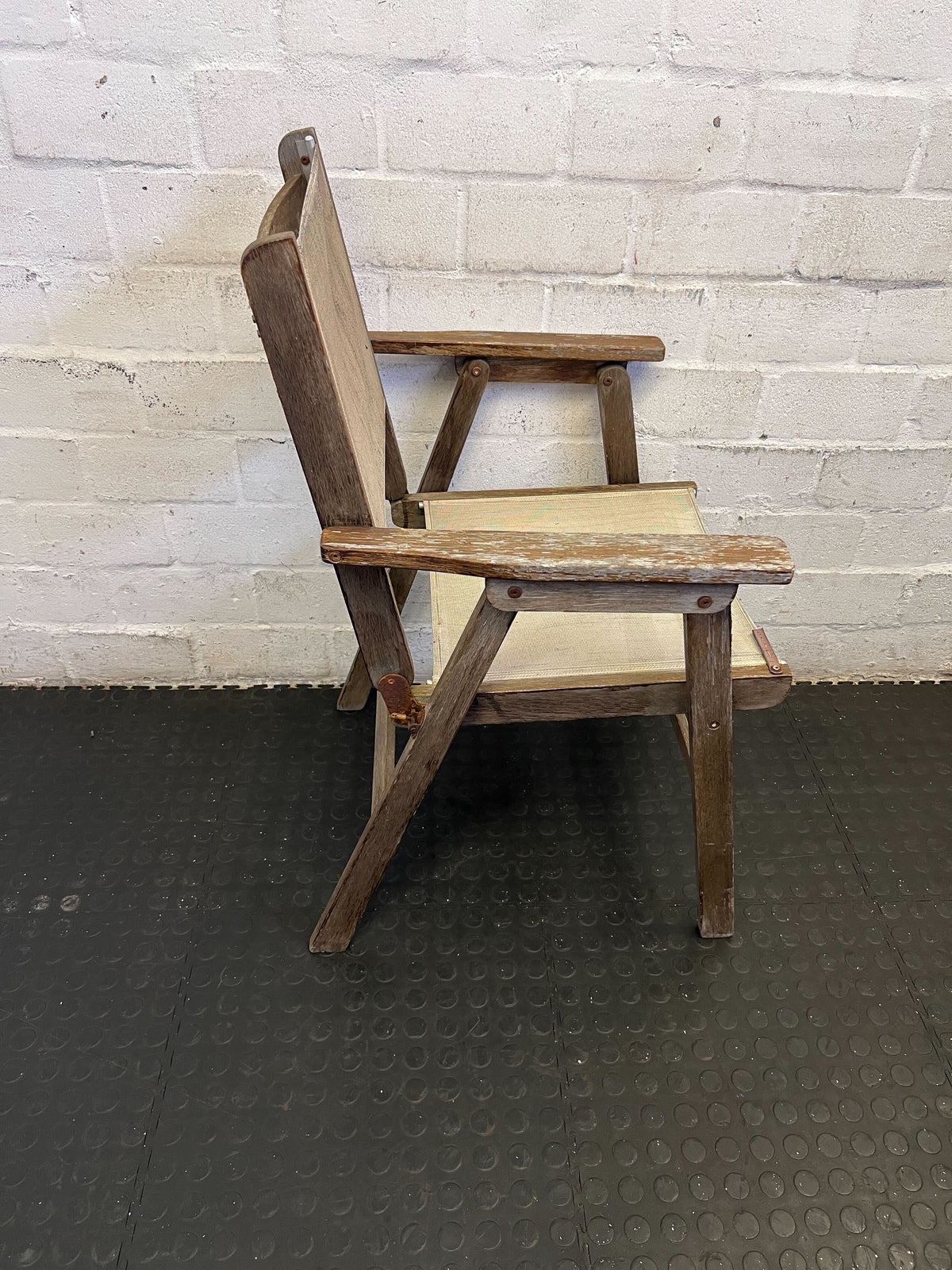 Rustic Wooden & Canvas Folding Chair
