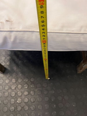 Rustic Charm Wooden Armchair with Cream Cushions