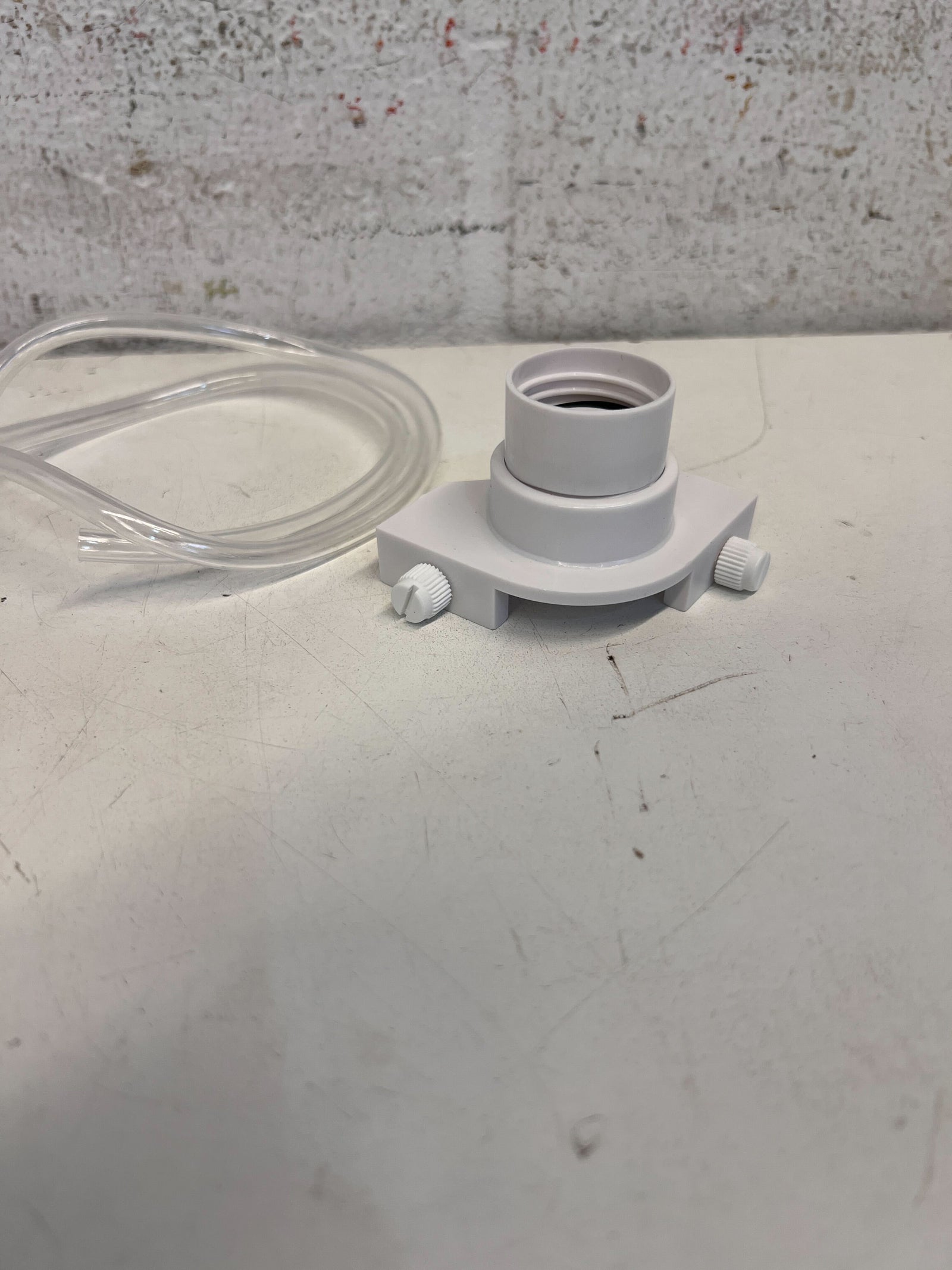 Adjustable White Plastic Tap Connector with Tubing - Slight Wear