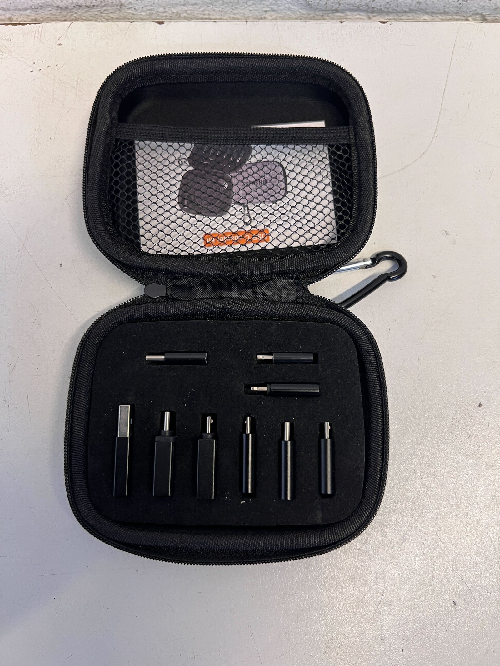 Versatile 8-Piece Black Tool Kit with Travel Case