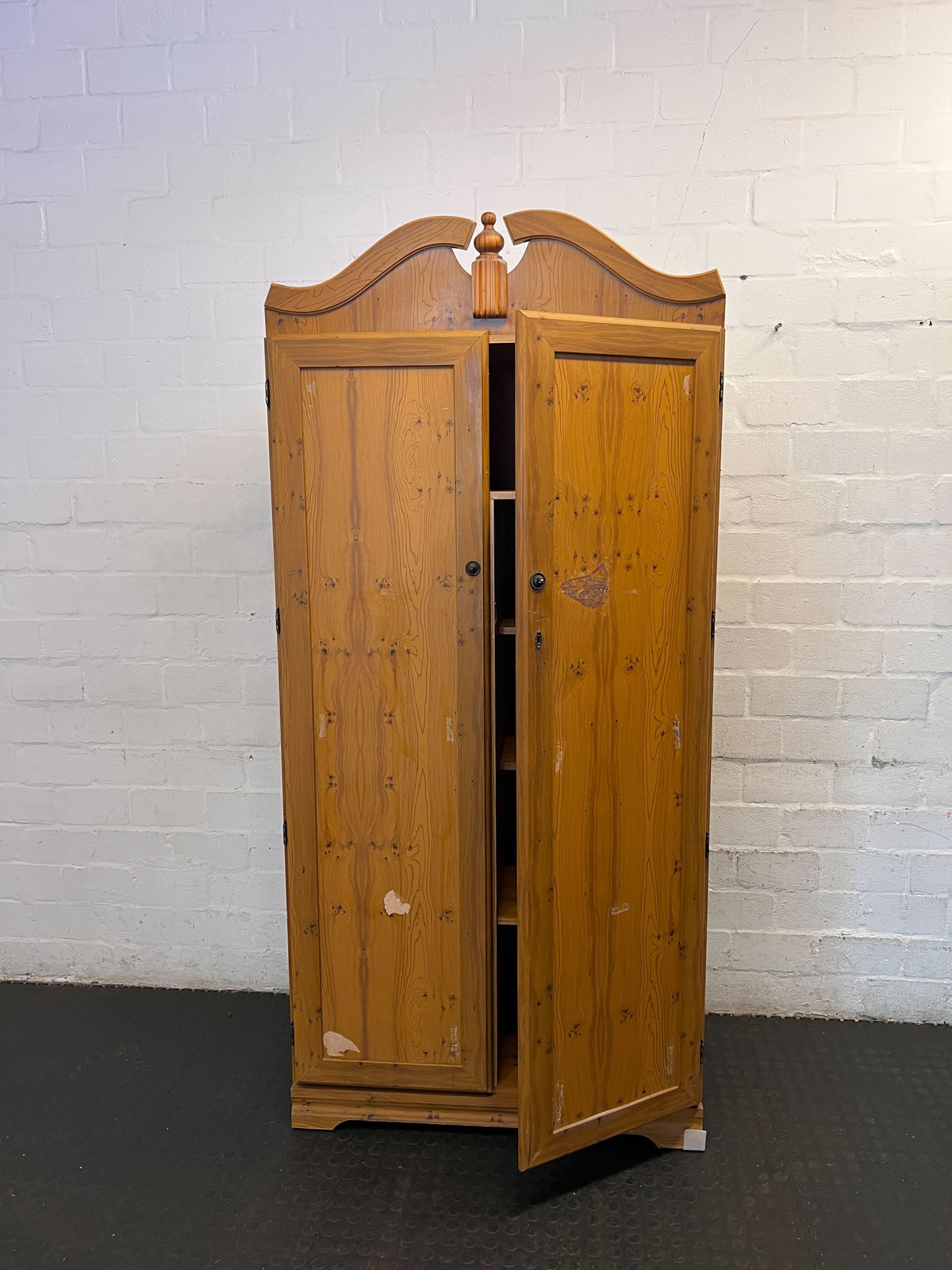 Wardrobe  - Charming Pine Wardrobe with Mirrored Door - 2ndhandwarehouse.com