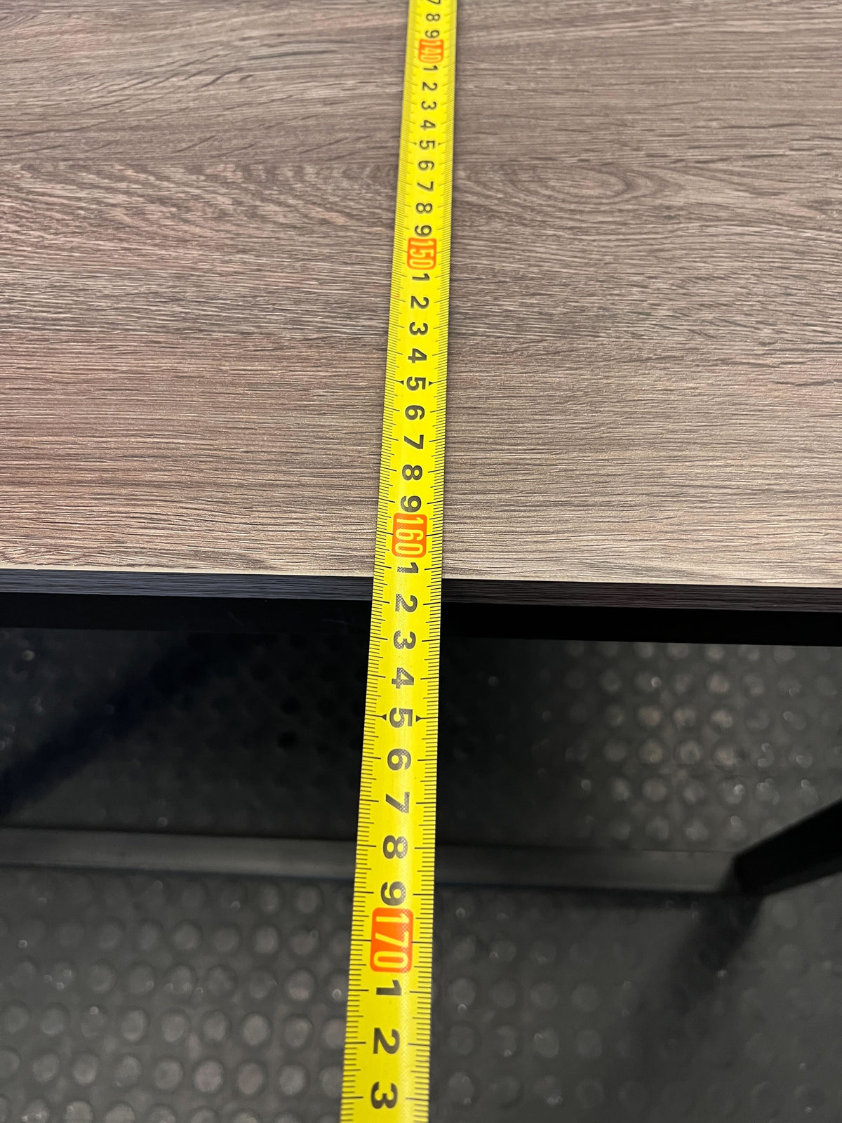 6 seater dining table  -Modern Wood Grain & Black Metal Table ✨ - 2ndhandwarehouse.com