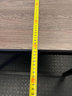 6 seater dining table  -Modern Wood Grain & Black Metal Table ✨ - 2ndhandwarehouse.com