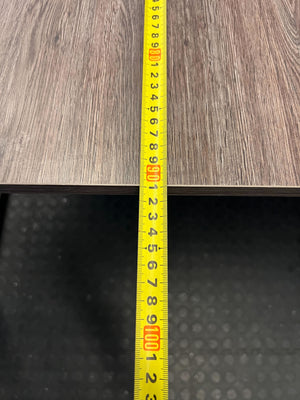 6 seater dining table  -Modern Wood Grain & Black Metal Table ✨ - 2ndhandwarehouse.com