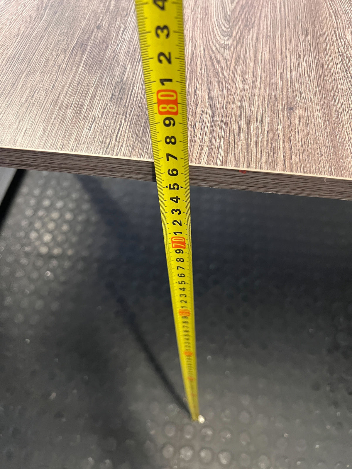 6 seater dining table  -Modern Wood Grain & Black Metal Table ✨ - 2ndhandwarehouse.com