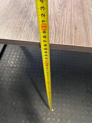 6 seater dining table  -Modern Wood Grain & Black Metal Table ✨ - 2ndhandwarehouse.com