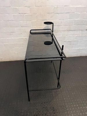 Sleek Black Metal & Smoked Glass Console/ desk - 2ndhandwarehouse.com