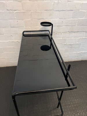Sleek Black Metal & Smoked Glass Console/ desk - 2ndhandwarehouse.com