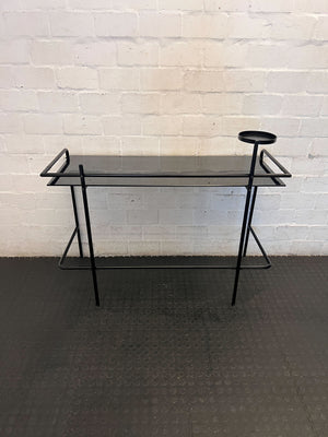 Sleek Black Metal & Smoked Glass Console/ desk - 2ndhandwarehouse.com