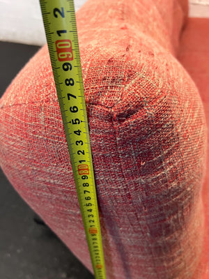 Compact Coral Tufted Sofa / sleeper couch slight tear on materiel at the bottom - 2ndhandwarehouse.com