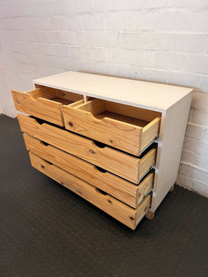 Chic White & Natural Wood Chest of Drawers - It just need to be cleaned - 2ndhandwarehouse.com
