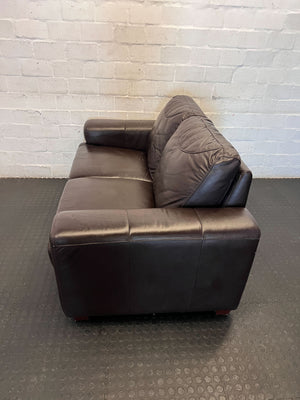 Comfy Brown Leather 2-Seater Sofa - 2ndhandwarehouse.com