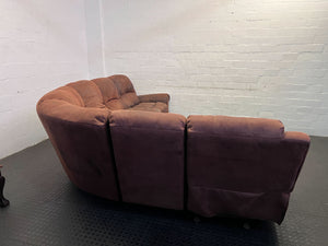 Spacious Brown Fabric Corner Couch with Recliner Features – Refurbished