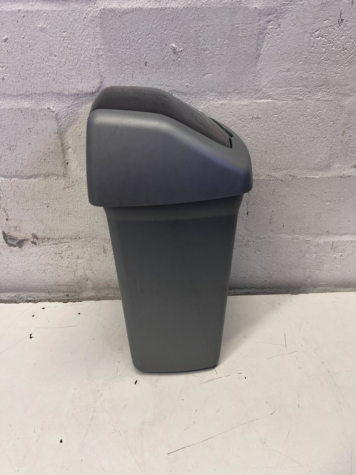 Versatile Grey Swing Lid Bin - Compact Waste Solution