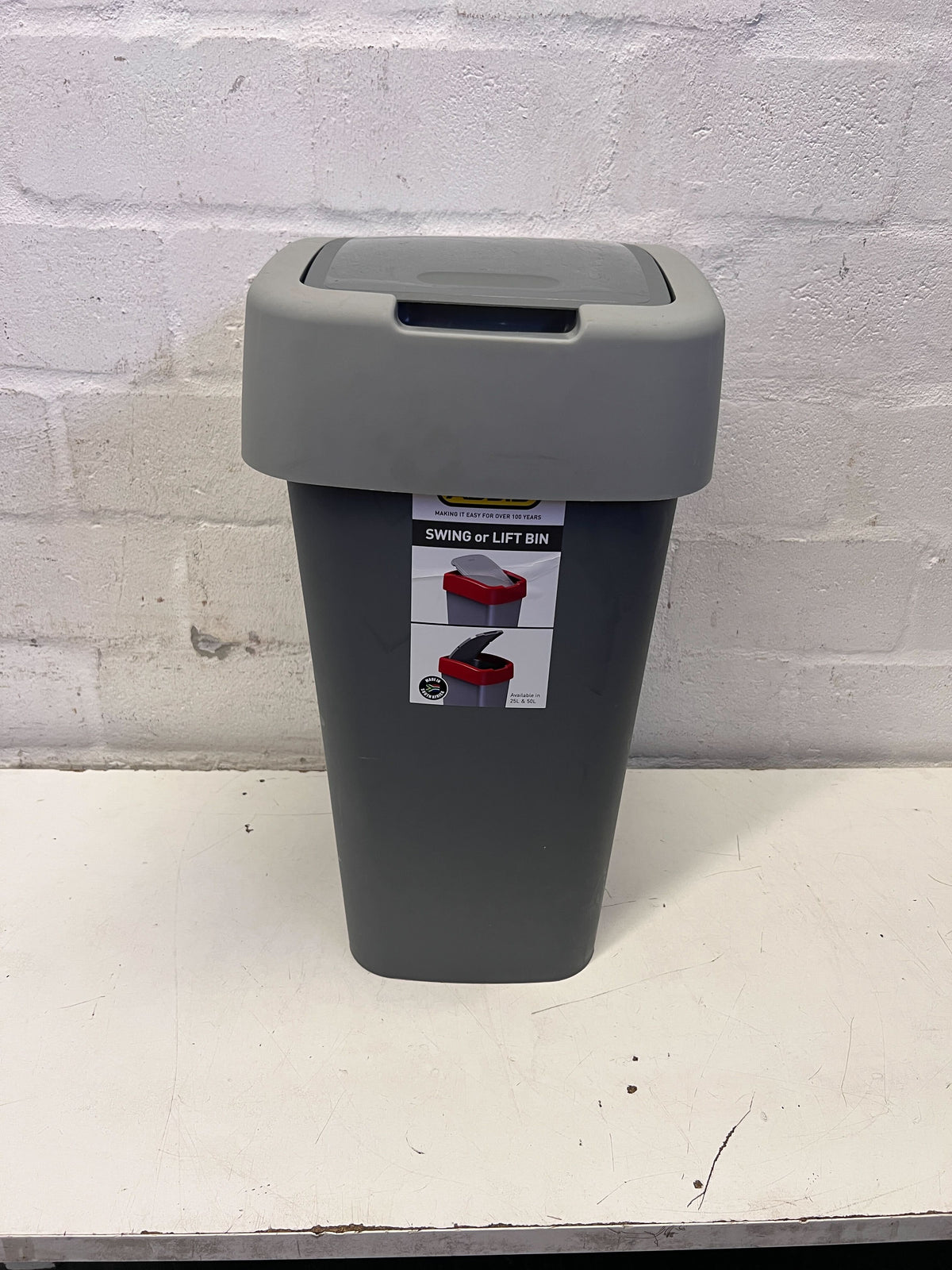 Versatile Grey Swing or Lift Waste Bin