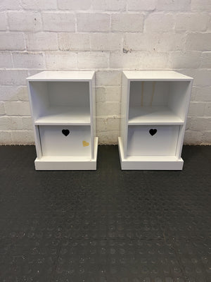 Charming White Bedside Table with Heart Detail