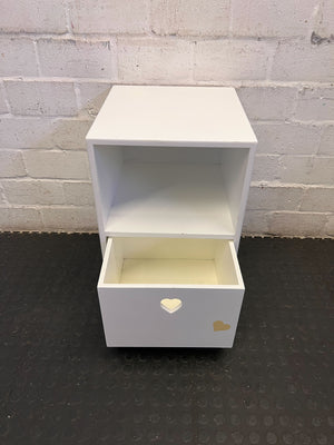 Charming White Bedside Table with Heart Detail