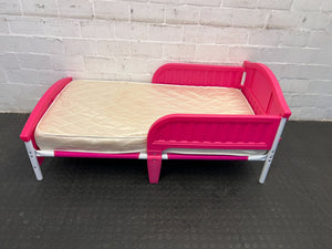 Charming Pink Plastic Toddler Bed with Mattress – Slightly Used