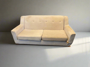 Chic Cream Upholstered 2-Seater Couch with Minor Wear - REDUCED