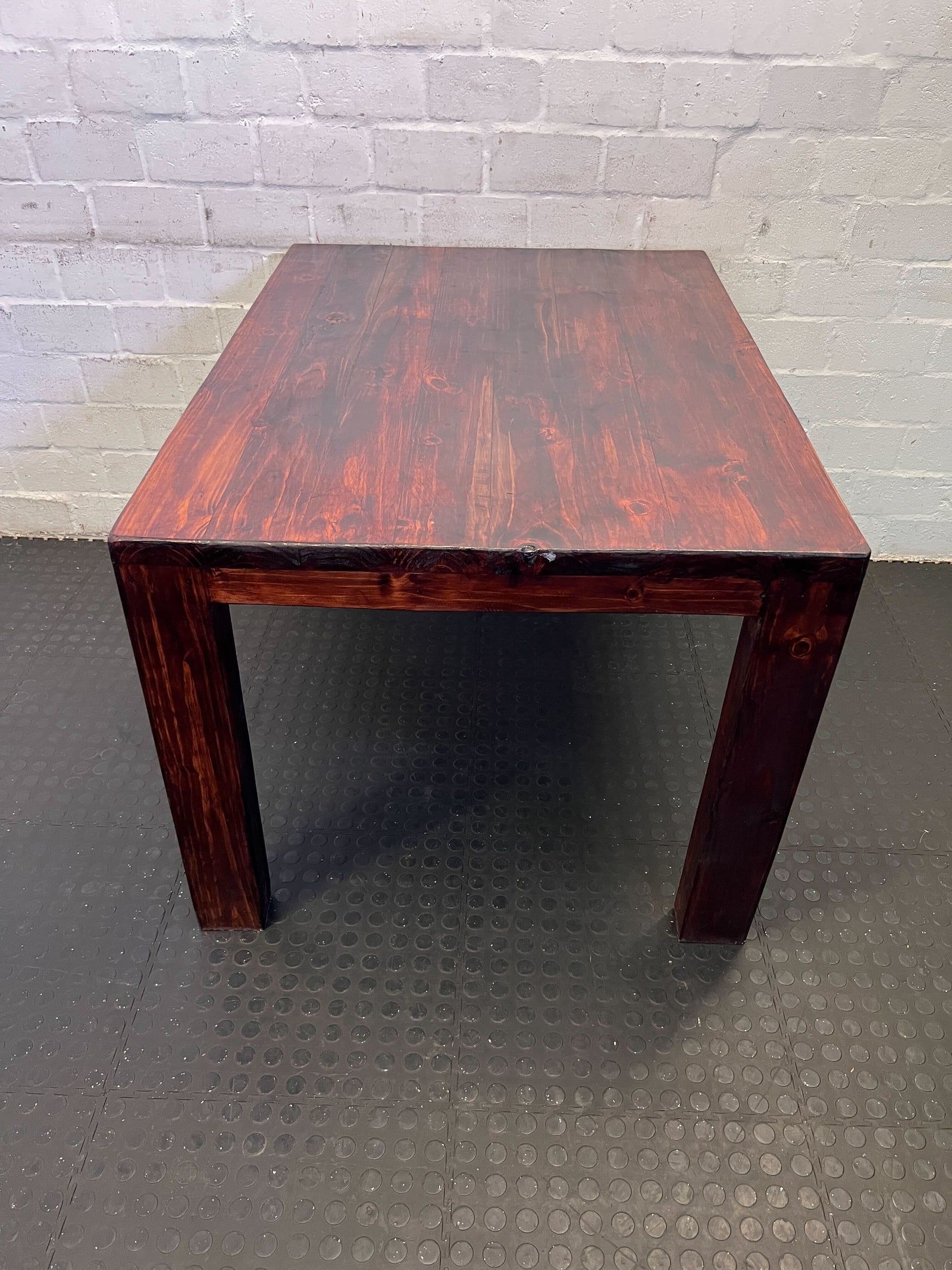 Solid Dark Wood Dining Table – Rustic Charm with Minor Wear