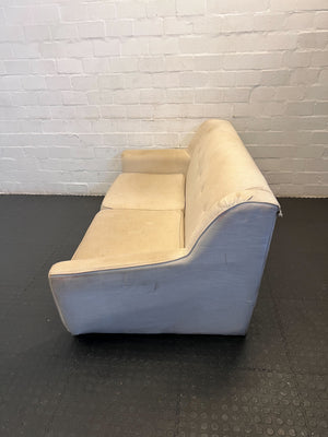Chic Cream Upholstered 2-Seater Couch with Minor Wear - REDUCED