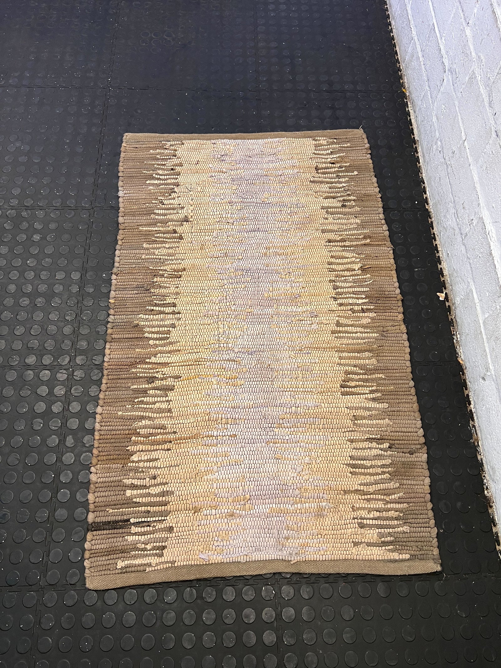 Natural Fiber Area Rug - Beige with Subtle Pattern, Minor Wear - PRICE DROP