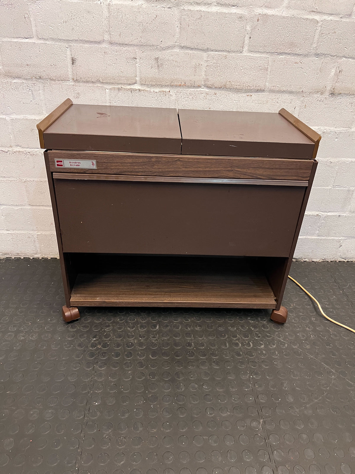 Vintage Brown Wood Cabinet with Pull-Out Table - 2ndhandwarehouse.com