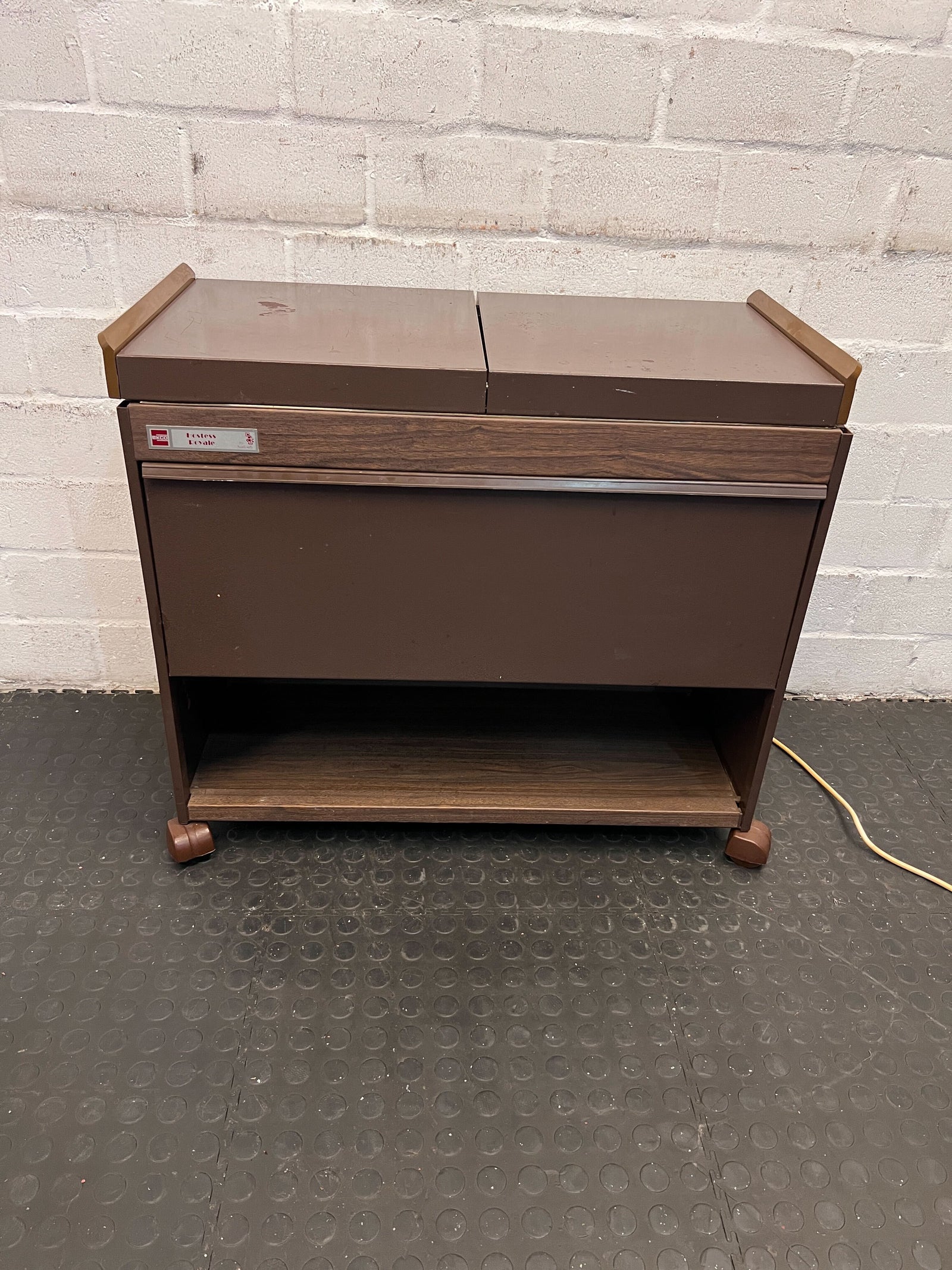 Vintage Brown Wood Cabinet with Pull-Out Table - 2ndhandwarehouse.com