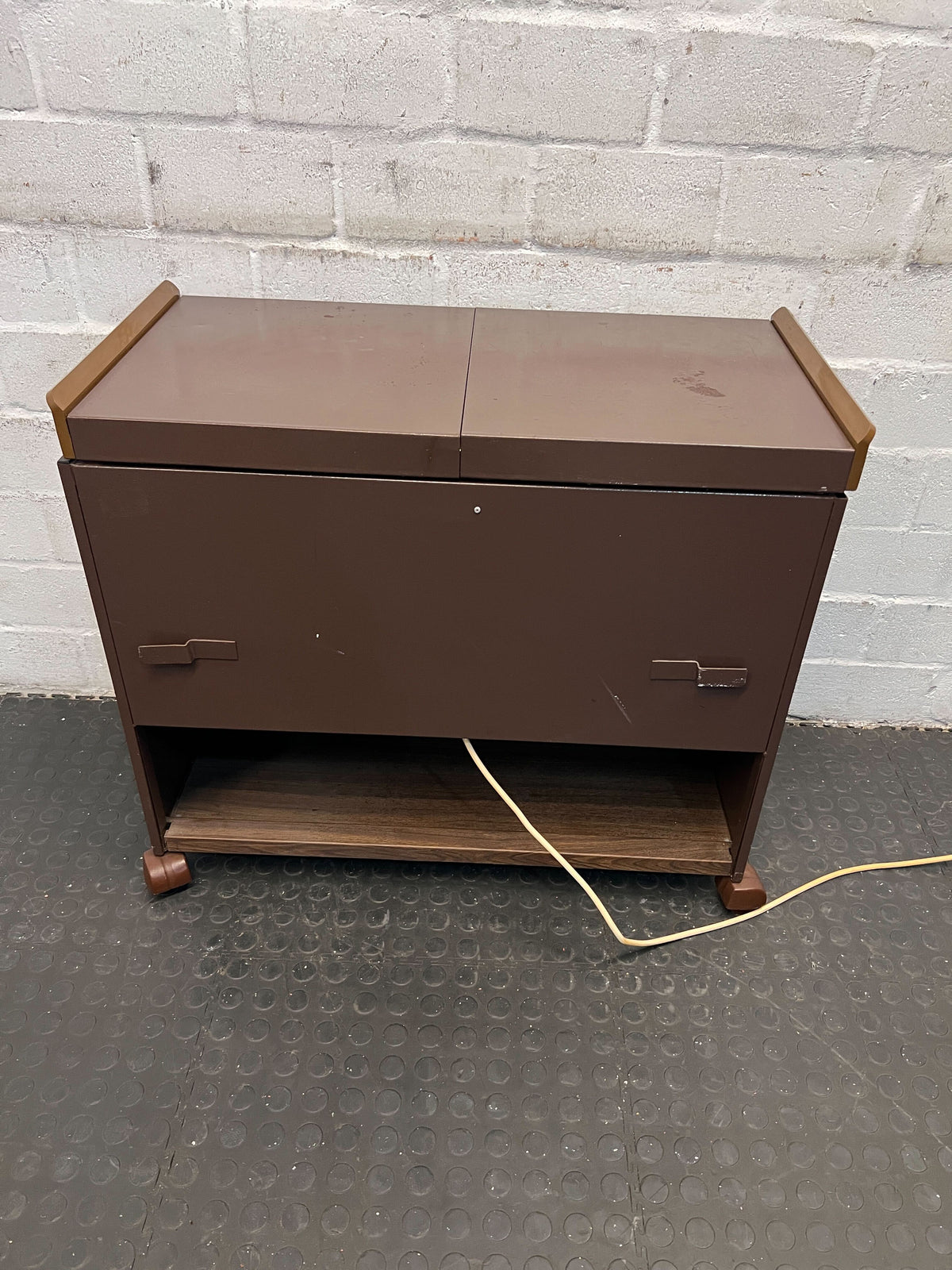 Vintage Brown Wood Cabinet with Pull-Out Table - 2ndhandwarehouse.com