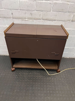 Vintage Brown Wood Cabinet with Pull-Out Table - 2ndhandwarehouse.com
