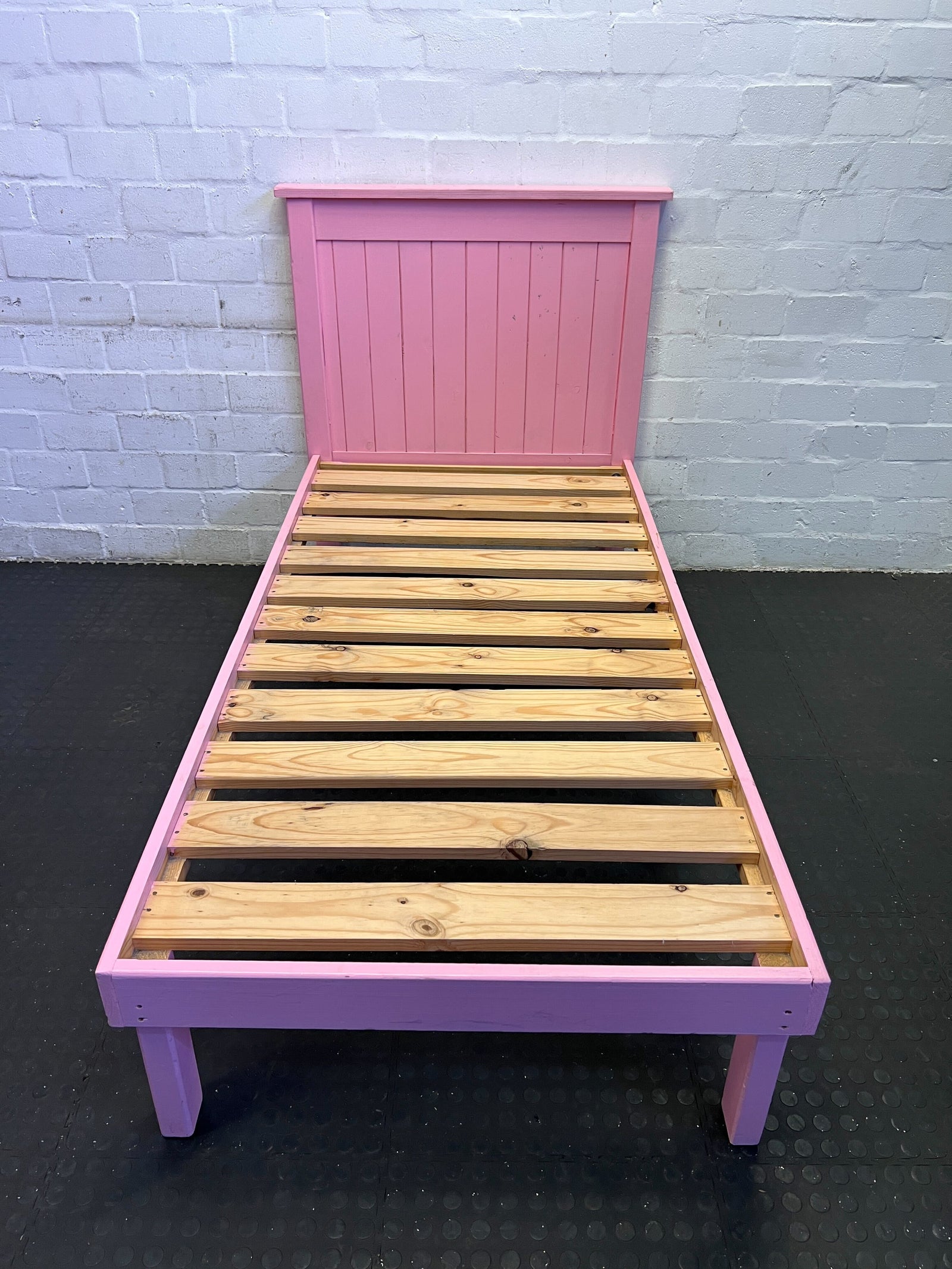 Charming Pink Wooden Single Bed Frame with Minor Scratches - REDUCED