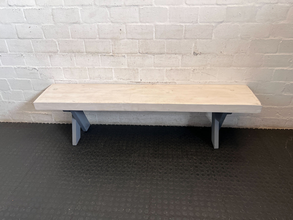 Stylish Grey X-Leg Wooden Bench