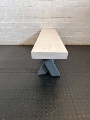 Stylish Grey X-Leg Wooden Bench