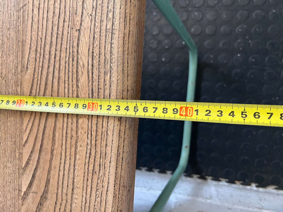 Vintage Sage Green Metal & Wood Schoolhouse Chair